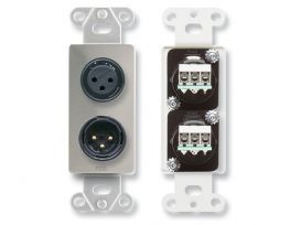 XLR 3-pin Female Jack on D Plate - Terminal block connections - Stainless Steel - Radio Design Labs DS-XLR3F